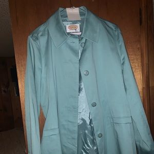 Vintage 90s turquoise trenchcoat, L
